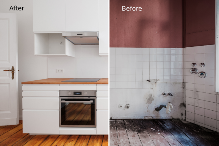 Before and after kitchen renovation